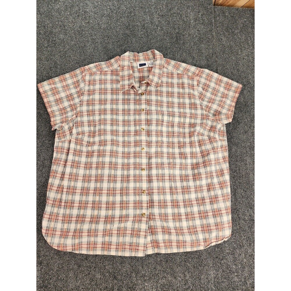 Vintage C.S.T. Sport Red Black Plaid Button Down 3X Cotton Catherines